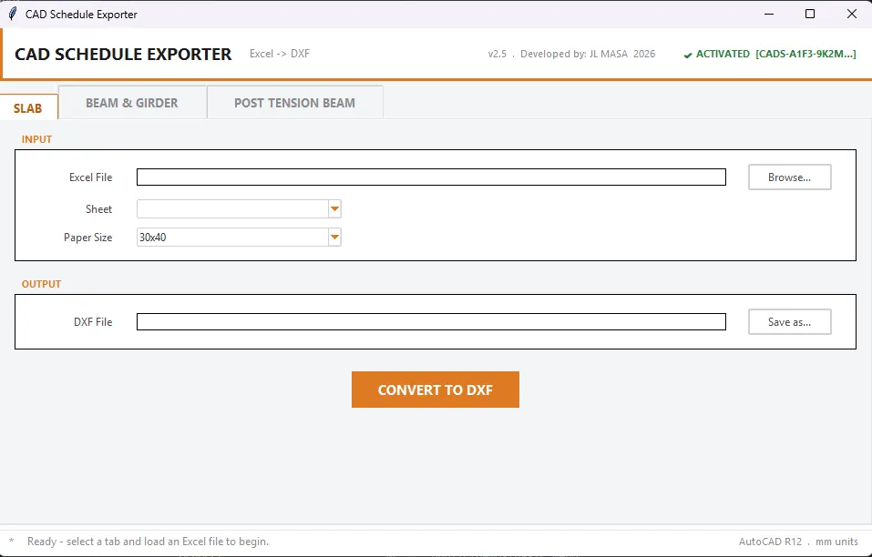 CAD Schedule Exporter screenshot